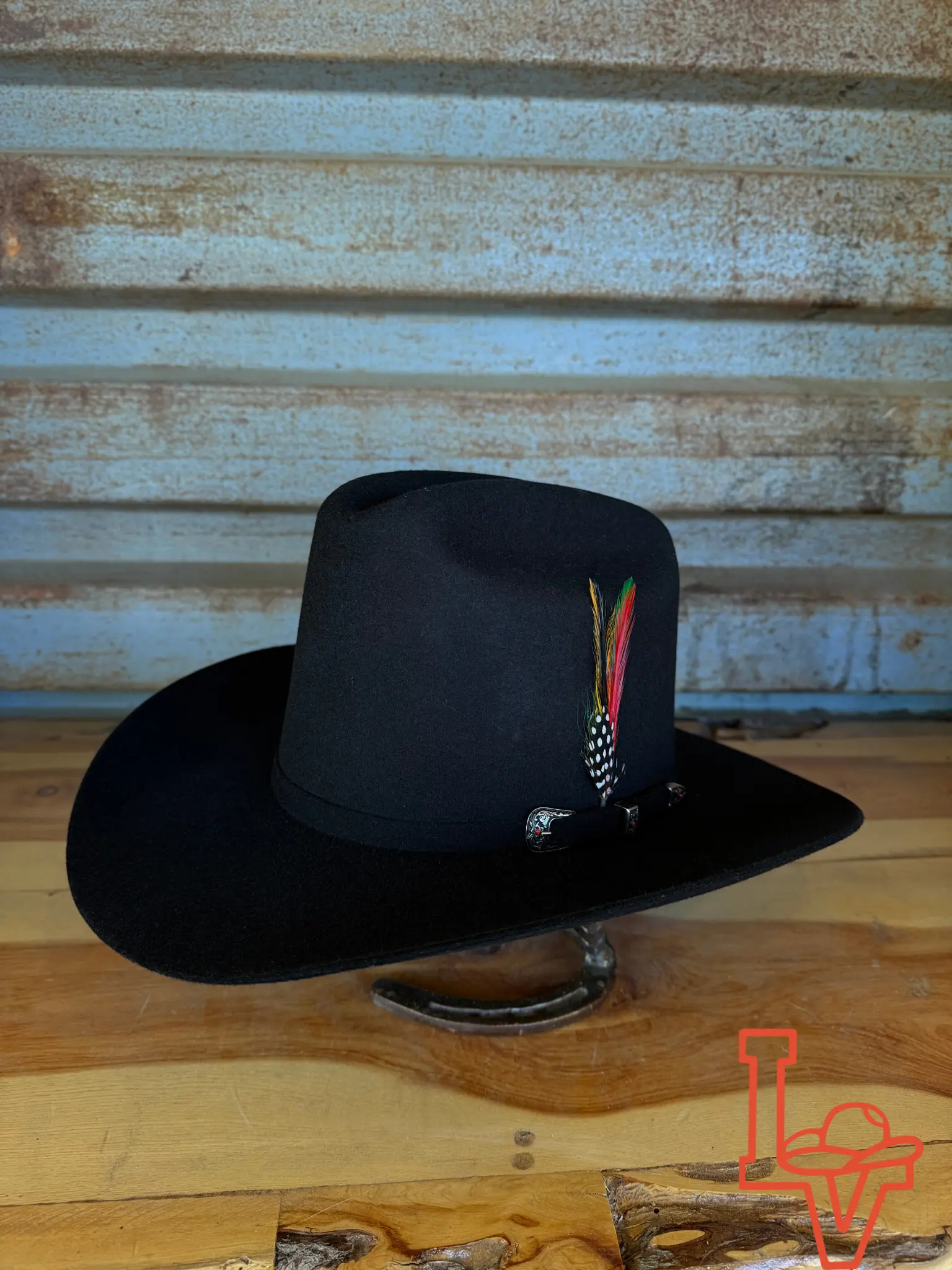 Los Vaqueros 100x Wool Felt Hat Estilo Sinaloa Tall Crown Black
