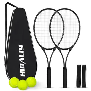 HIRALIY Tennis Rackets 2 Pack for Adults Beginners - 27 Inch Lightweight Aluminum Tennis Racquet Set with 3 Balls & Carry Bag - Vibration Dampening & Large Sweet Spot for Men Women Couples