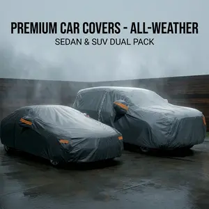 Heavy Duty All-Weather Car Cover for Sedans: Waterproof, UV & Snow Protection, Universal Fit with Reflective Strips! Winter-Summer, Windshield, Sun, Shade