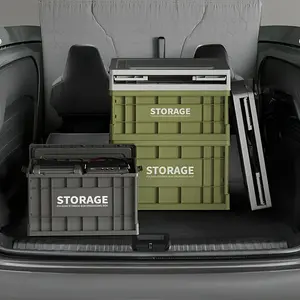Industrial Style Foldable Storage Box with Wheels, Multi-Functional Mobile Organizer with Convenient Lid, Large Capacity for Camping, Clothes, Tools, Books, Snacks