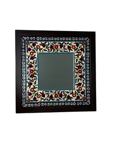 Hand painted tile inlaid mirror 14x14 Decor