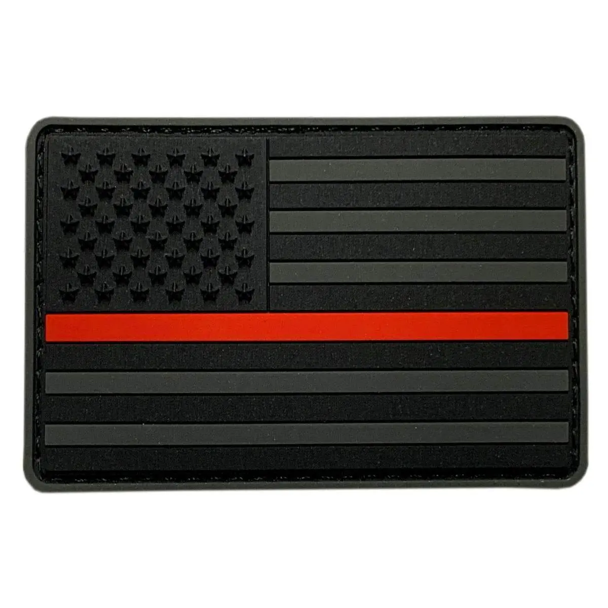 Firefighter Thin Red Line USA Flag Tactical Patch [PVC Rubber-F9]