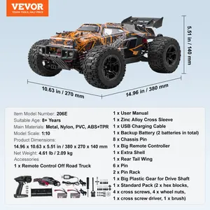 VEVOR Remote Control Car, 1: 10 Scale RC Car for Kids, All Terrain 4WD Off-Road Truck with 45 Wheelie Adjustable Speed, 50 km/h High-Speed Hobby RC Racing Car Toy, Ideal Gift for 8+ Year Kids, IPX4