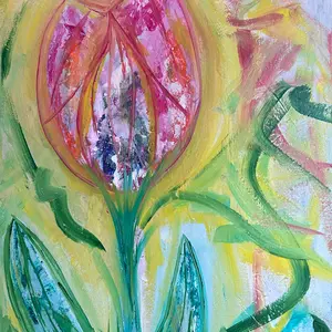 kk & YaYa STuDiOS Tulip Universe Colorful Acrylic Painting on Canvas