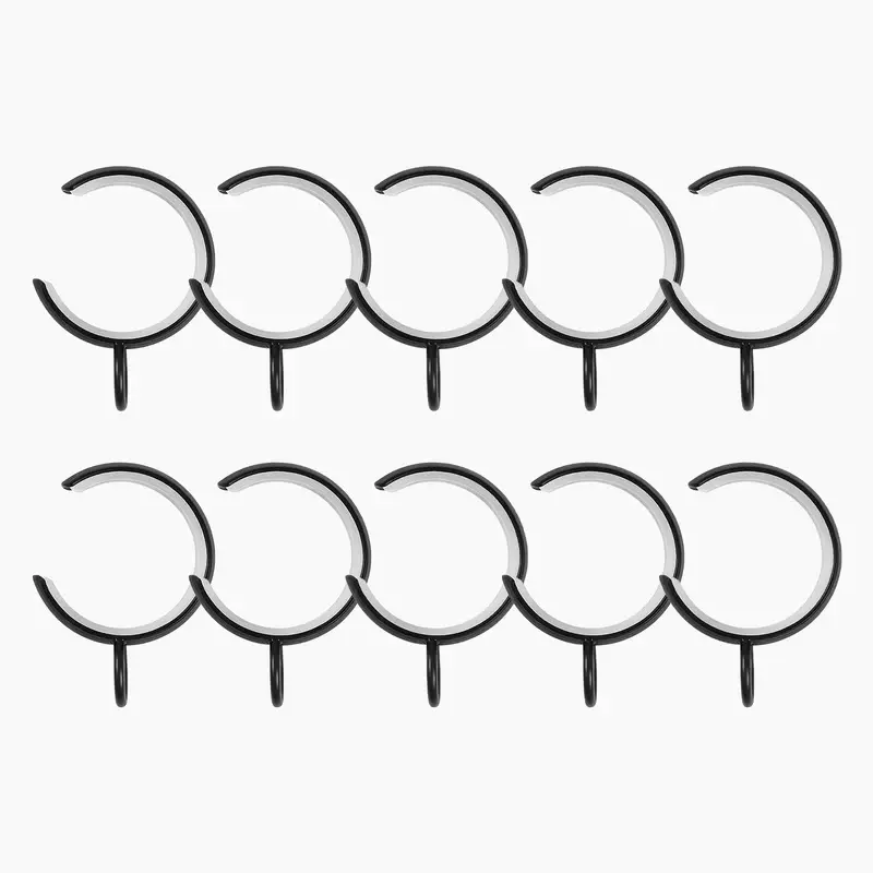 TWOPAGES Vengo Silent Iron C-Loop Curtain Rings - Satin, Lightweight, Smooth-Sliding Drapery Rings with Easy Plastic Installation, Burnished Brass, French Country Style (Set of 10)