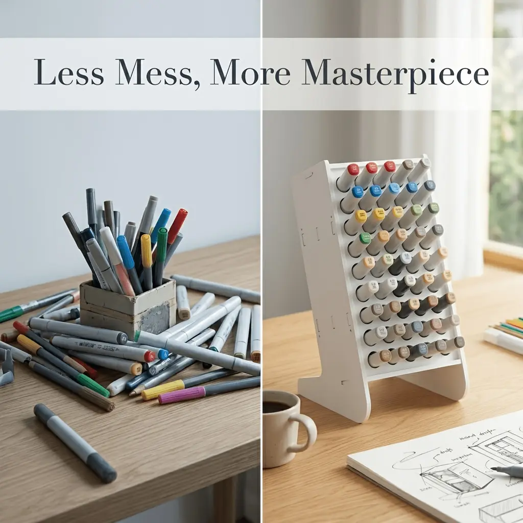 45-Hole Marker Oblique Pen Holder [9-Layer] Suitable for Office And Study Desk Organizers Marker Storage Home Office Storage