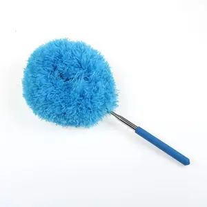 Extendable Microfiber Duster with Telescoping Retractable Pole, Washable Reusable Removable Anti-Static Head, Home Cleaning Supplies for Walls, Furniture, Door & Window Tops (Blue-Large)