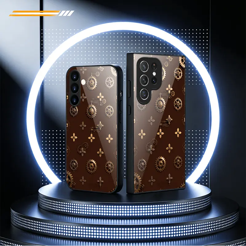 Vintage Industrial Gear Art TPU Cellphone Case with Glass Casing - Waterproof, Durable, Soft, Glam Minimalist Mobile Phone Accessory for Compatible Devices, Retro