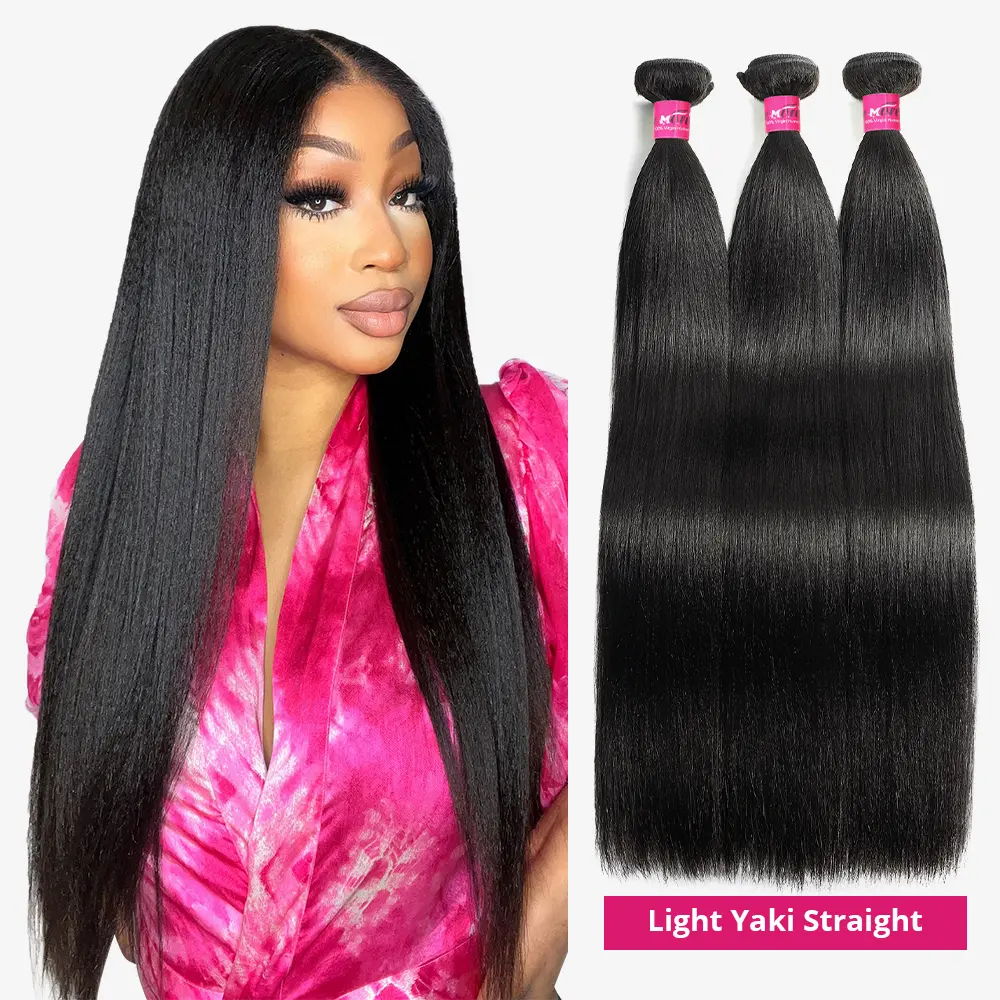 Light Yaki Straight Hair Bundles Virgin Human Hair Bundles Natural Color Body Wave Quick Weave Extensions 1 3 4 Bundles #TikTokShopBlackFriday