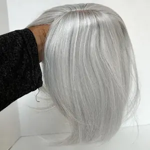 Female Heat Resistant Straight Mini Hair Topper - Silver Grey, 10"
