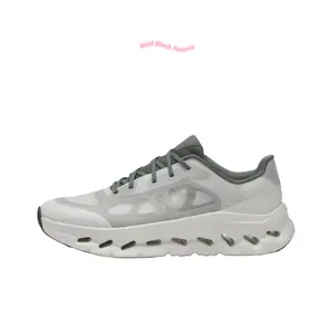 Gray-White Lightweight Casual Shoes, Pseudo-Lace Design with Cloud Cushioning Midsole