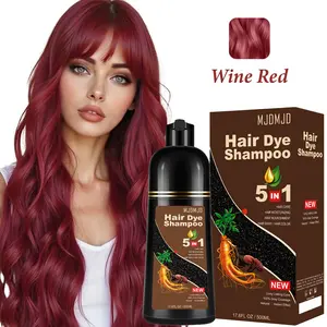 Wine Red Hair Dye Shampoo 5-in-1, Shampoo Para Canas for Gray Coverage, Instant Champu Para Pintar el Pelo for Women & Men, Gentle Herbal Formula Safe for Damaged Hair, Easy Home Use for All Hair Types 16.9 fl oz