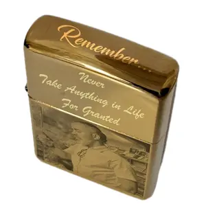 Golden Brass Custom Engraved Metallic Zippo Lighter 254B Personalized with Photo & Text Unique Authentic Metal Gift for Any Occasion