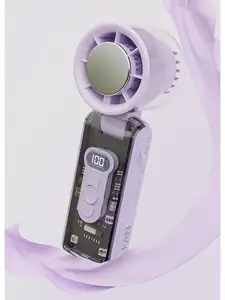 4-in-1 stylish portable handheld decorative fan with adjustable wind speeds, long-lasting cooling effect, digital display and flexible rotation design, compact and lightweight for home decoration, office use, travel and daily summer cooling.