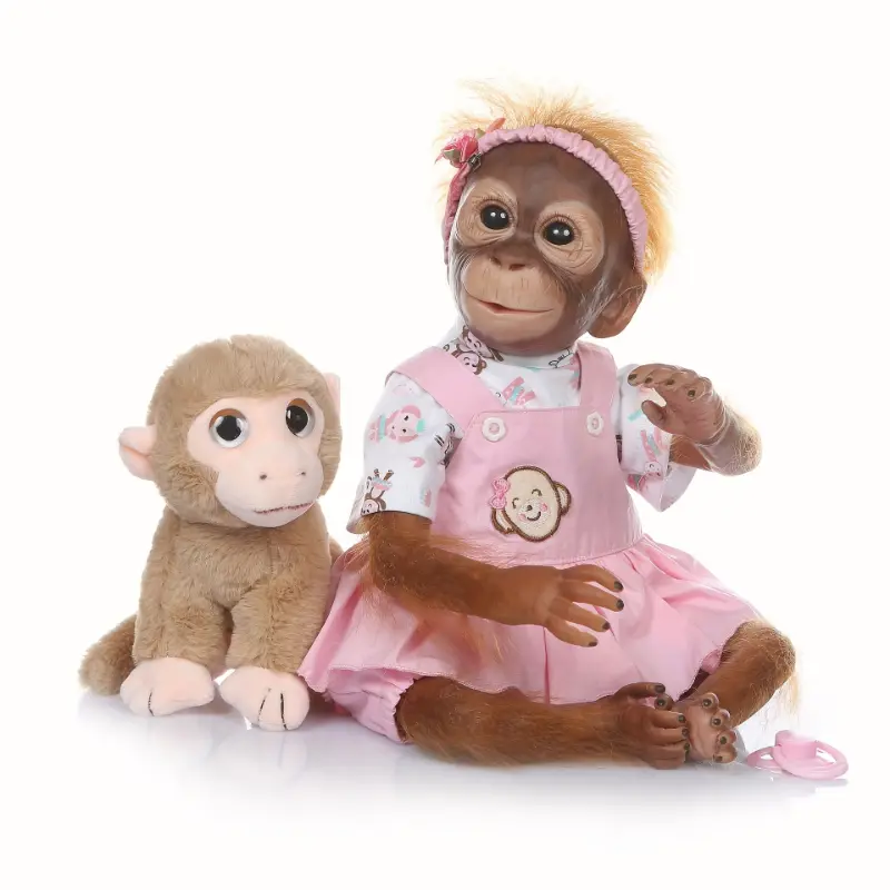 20-In Soft Plush Monkey Fashion Doll - Huggable Stuffed Animal, Unisex Cuddle Toy with Vinyl Body, Ideal Little Gifts for Girls, Kids' Companion, 20-Inch, Cuddly Companion