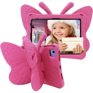 Cute Butterfly  Case for  iPad (A16) 11th Generation 11 Inch (2025), iPad 10th Generation 10.9 Inch (2022), 3D Cartoon EVA  Shockproof Stand Cover for Girls - Magenta