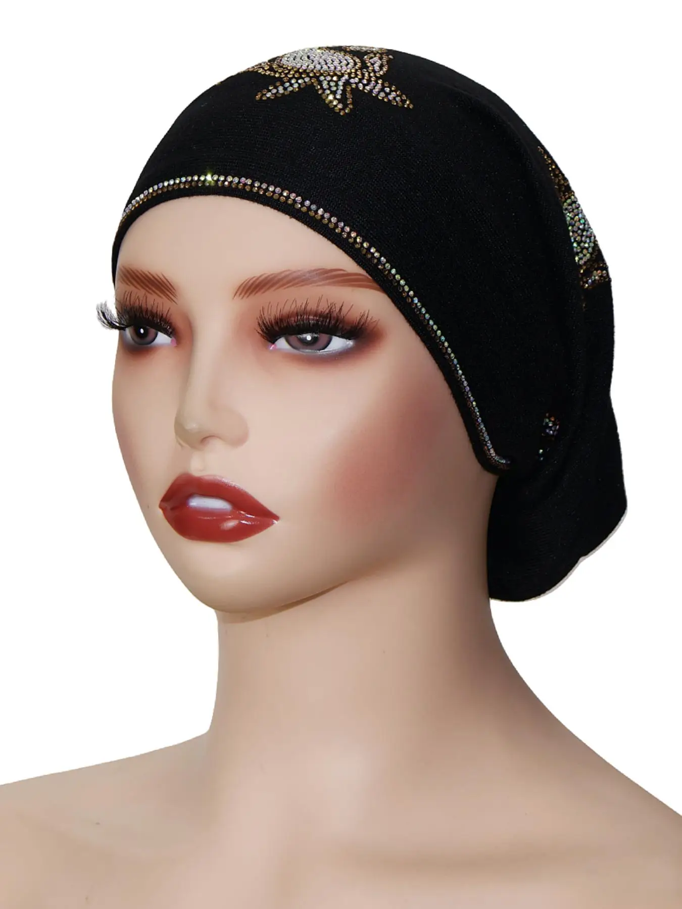 Women's Elegant Rhinestone Decorated Thick Knit Hijab, Trendy Soft Comfortable Breathable Hijab, Fashionable Islamic Clothing for Women