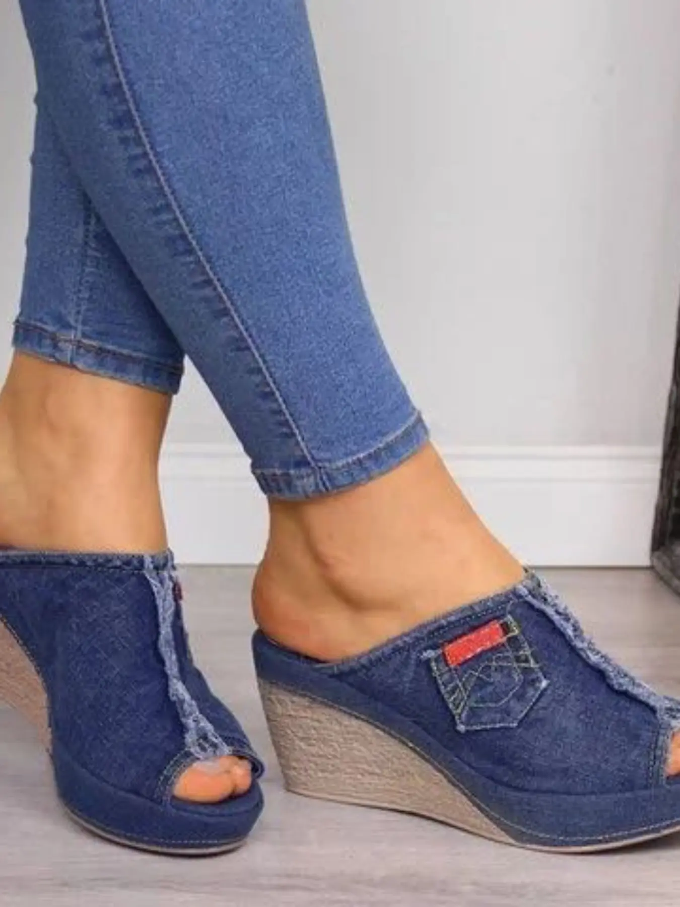 Women's Thick Sole Rubber Fish Mouth Sandals, Heels Sandals, Summer Outdoor High Heel Slippers, Casual Style Fabric Shoes, Comfortable & Stylish Design, Thick Bottom Slippers, Fashion Footwear, Heeled Footwear