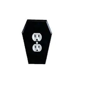 The Grey House Gothic Coffin Shaped Light Switch Outlet Cover Halloween Decor (Outlet Cover), Black