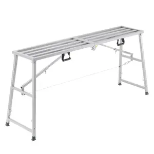 VEVOR Work Platform, 4 Gear Adjustable Height, Folding Alloy Steel Step Ladder, Portable Scaffolding Platform, 880 lb Load Capacity, Non-Slip Rubber Feet, Drywall Painting Stool, Cleaning & Washing