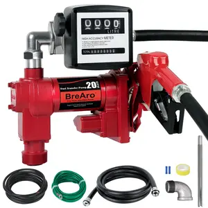 20GPM 12V DC Fuel Transfer Pump Gasoline Pump with Nozzle Kit for Gas Diesel Kerosene Red with Flow Meter, for Carburetor Lawn Mower Gas Diesel Fuel Transfer Pump, TikTokShopBlackFriday