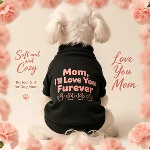 1 Pack Dog Sweater for Small Dogs, Soft Warm Stretchy Easy On/Off Dog Coat, Chafe-Free Potty-Friendly Pet Sweatshirt with Mom-Themed Print, No Restriction Pet Apparel for Small Breeds, Black, Size S & L