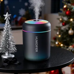 Portable Mini Humidifier with Colorful Circulating Light & 2-Setting Fog Volume: Adapts to Bedroom/Desktop/Office/Car, Ultra-Quiet