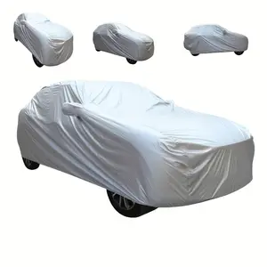 Waterproof Car Cover for Automobiles All Weather Season UV Protection Snowproof Outdoor Full Cover Universal Fit Up to 189", 170T Silver Polyester Fiber winter snow