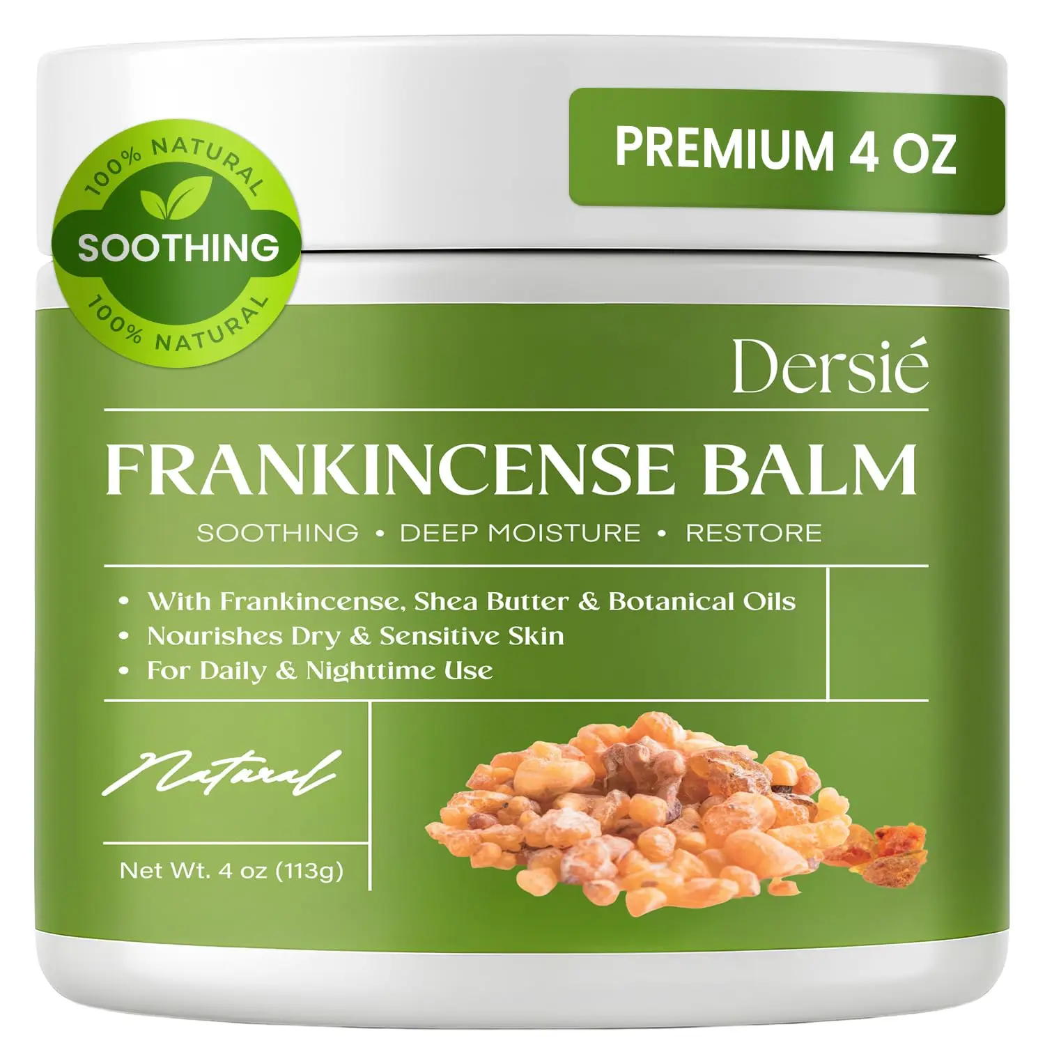 Dersie Frankincense Balm 4 oz - All Skin Types Natural Body Care Moisturizer, Soothes Muscles & Joints, Supports Renewal, Nourishes Dry Skin, Infused with Frankincense Oil, Single Item, Nourishesdryskin, Hydrating, Cosmetic