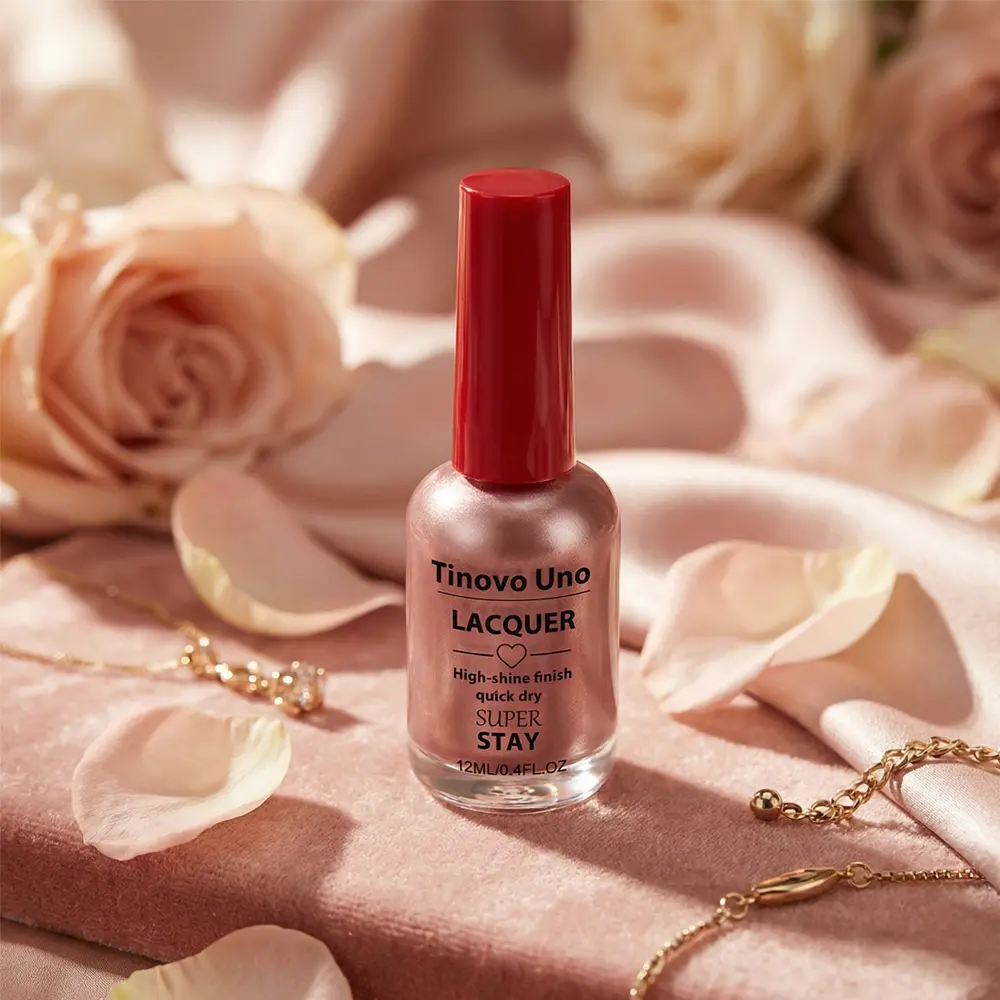 Tinovo Uno Super Stay Radiant Pink Nail Lacquer, Quick Dry Luminous Daily Manicure Tint, Long Wearing Glossy Nail Surface Coating, Available in 1-3 Count Options 12ml Per Bottle