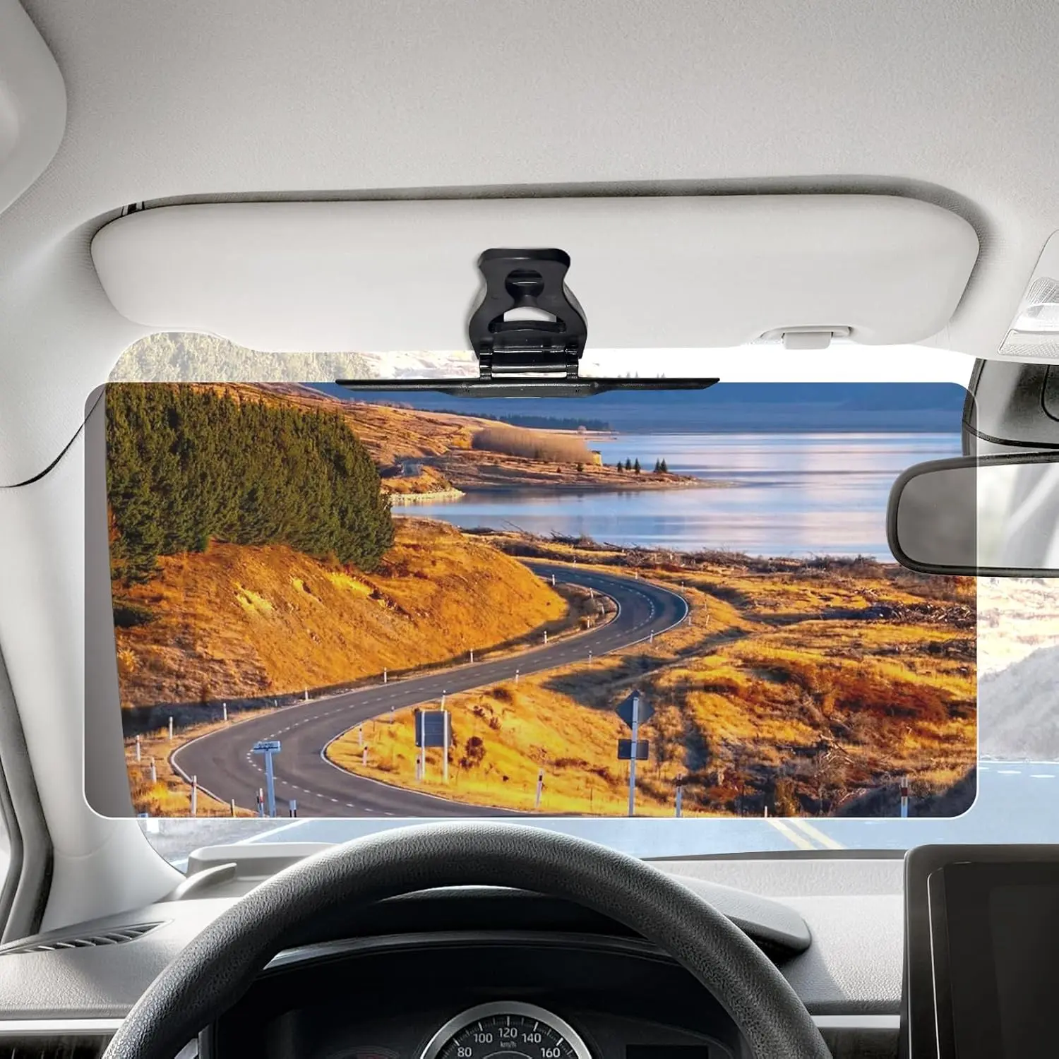 SEAMETAL Plastic Car Visor Sunshade Extender (12.6*6 inch) - Vent Visors, Hangs Easily, 72.5% Strong-Light Blocking, Ball Rotation Structure, Anti-Glare Driving Protection, UV Shield, Reinforced Plexiglass Vent, Universal Fit Automotive Accessory