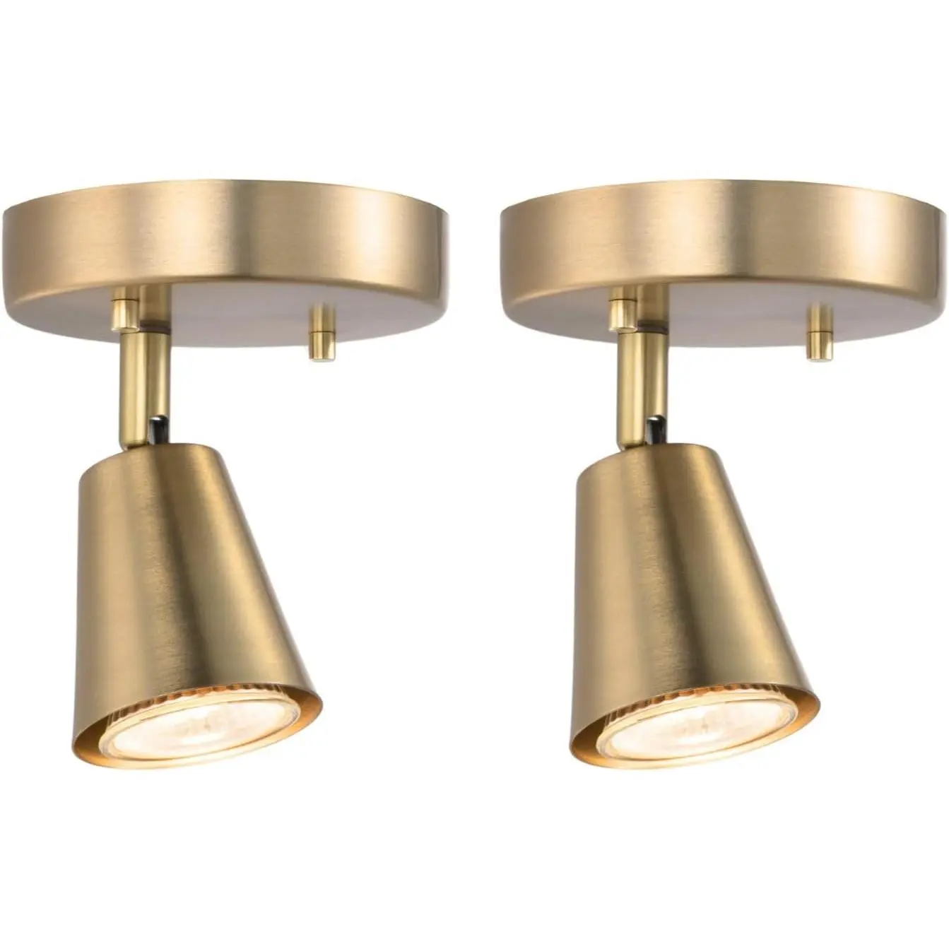 1-Light Track Light Modern Ceiling Spotlights with Matte Brass,2 Packs Adjustable Wall Mount Directional Spot Lights for Bedroom Living Room Hallway Kitchen