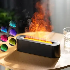 Portable Simulation Flame Air Humidifier, USB Powered Color Changing Aroma Diffuser, 150ml Simulation Flame Diffuser for Home & Office Use