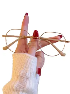 Fashion Thin Frame Round Glasses, Stylish Round Frame, Small Face Visual Effect Flat Lenses, Artistic Design, Suitable for Daily Wear and Photography