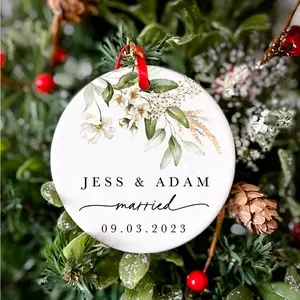 Married Ceramic Ornament 2022 Gift Newlywed Gift Mr & Mrs Christmas Ornament Personalized Mr Mrs Wedding Ornament Wedding Gift Keepsake
