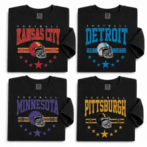 All Team Football T-Shirt Black Color, Vintage 90s Shirt, Comfort Color Vintage College Football Graphic Tee, Retro Sport Fan Gift, Casual Unisex Pullover