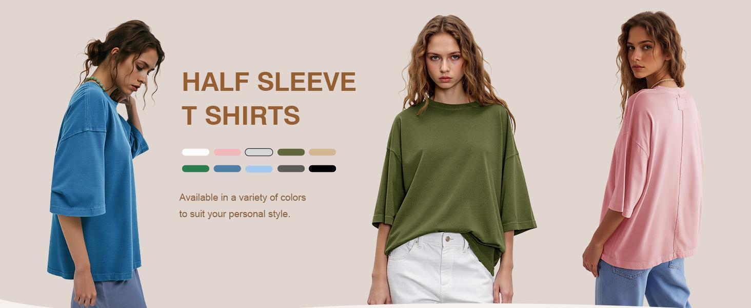 Imily Bela Womens 2026 New Summer Style Oversized Half Sleeve T-Shirts Casual Crew Neck Tunic Tops Loose Fit Boxy Basic Tees Imily Bela Womens 2026 New Summer Style Oversized Half Sleeve T-Shirts Casual Crew Neck Tunic Tops Loose Fit Boxy Basic Tees
