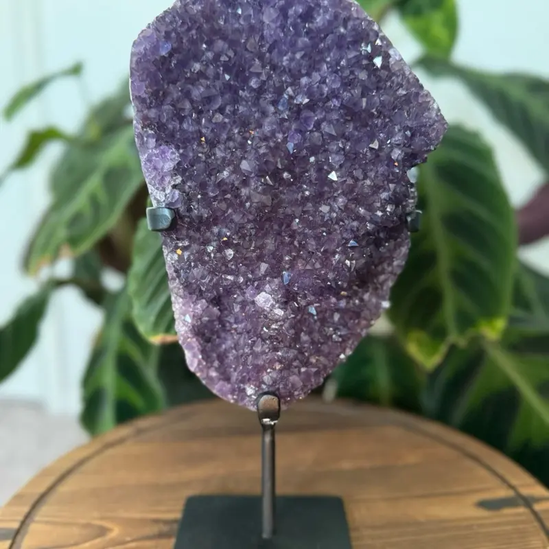 Amethyst on a Stand from Brazil - Natural Purple Crystal Specimen for Home Decor and Healing