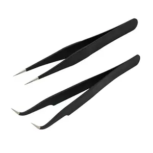 Eyelash Extension Tweezer Set, 2-Piece Stainless Steel Multi-Functional Cosmetic Makeup Tweezers, Curved Design for Perfect Lash Application