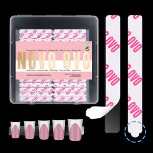NOVO OVO 360 pcs EASY TEAR Adhesive Tabs for Press on Nails Display,  Clear Removable Double Sided Gel Glue Mounting Sticky Tape for Nail Art/ Packaging/ Storage/ Practice/ Supplies 30 pc x 12 sheets