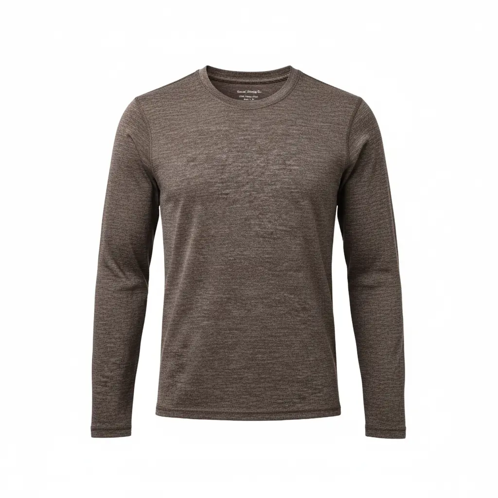 Lightning Long Sleeve T-shirt Men's 100% Merino Wool Crew Neck Top Thin Knit Layer UPF25+ UV Resistance Machine Washable Menswear