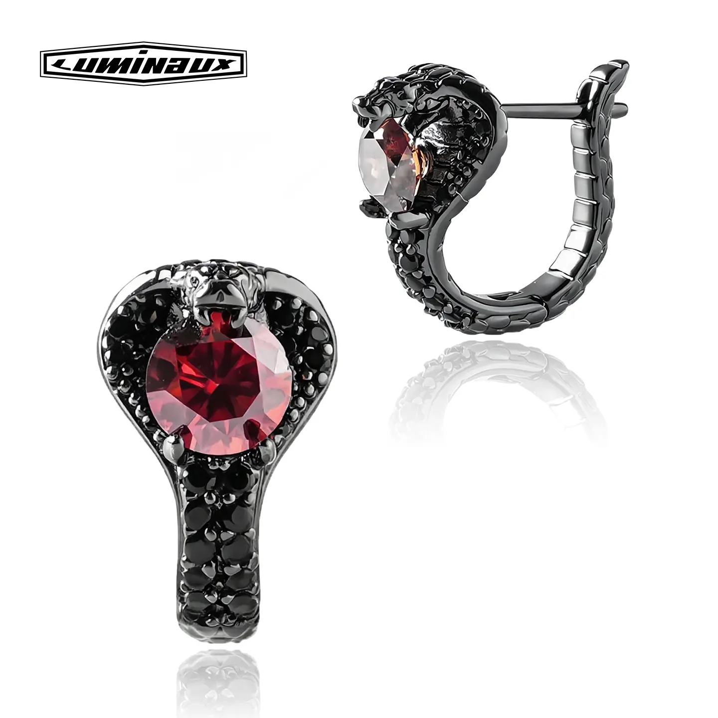 [LUMI15] Real Synthetic Moissanite King Cobra Stud Earrings, Artificial Gemstone Moissanite Earring Jewelry, Moissanite Earrings, Stud Earring Jewelry