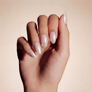 Milky Chrome Small Almond — Soft Sheen, Salon-Grade Fit