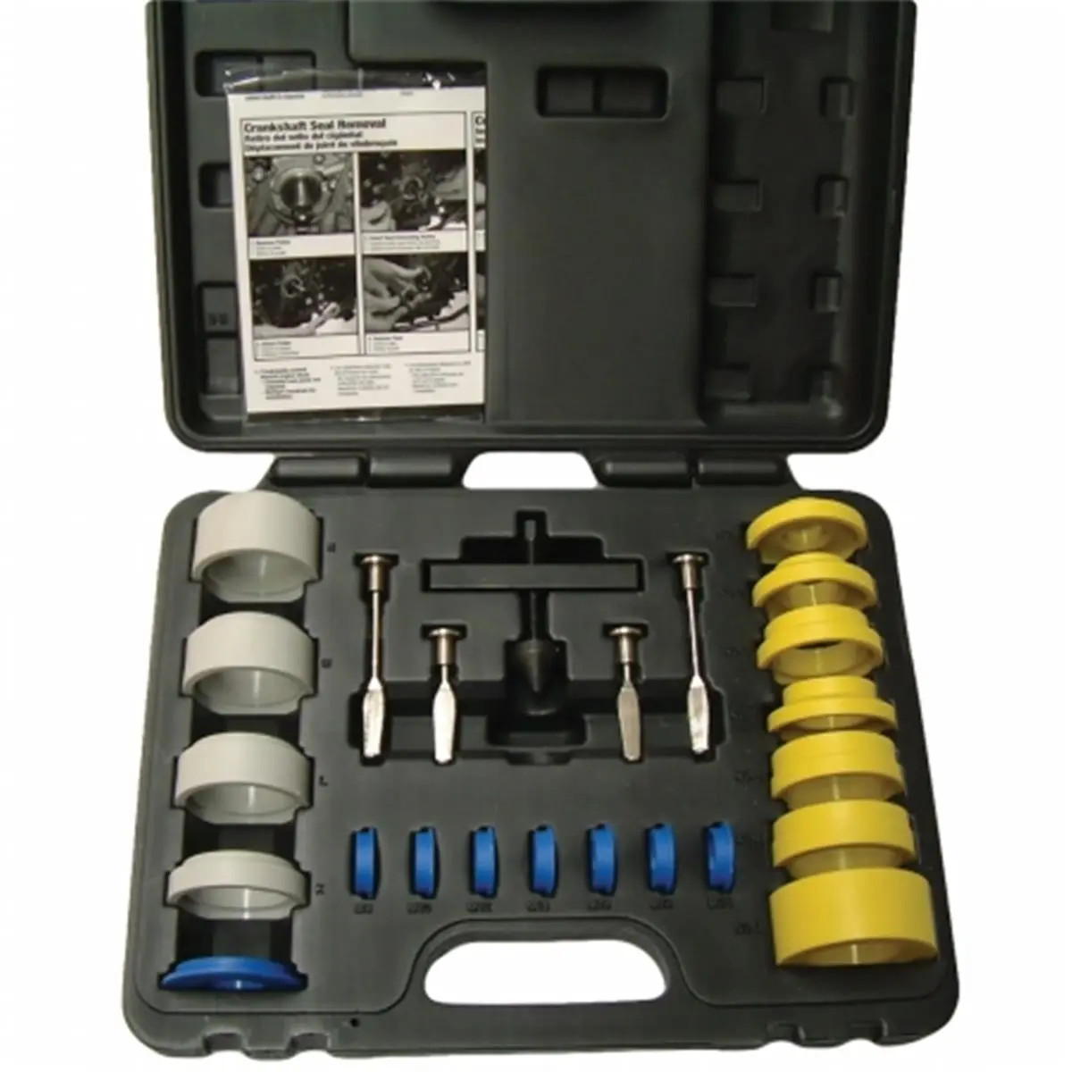 212 MAIN Crank and Cam Seal Repair Toolset - Portable Compact Hand Tools with 21.5 Mm - 64 Mm Compact Puller, Interchangeable Sleeves, Mandrels, Unique Extracting Hooks, Fiberglass Build for Quick Crankshaft and Camshaft Seal Removal (DIY Enthusiasts)