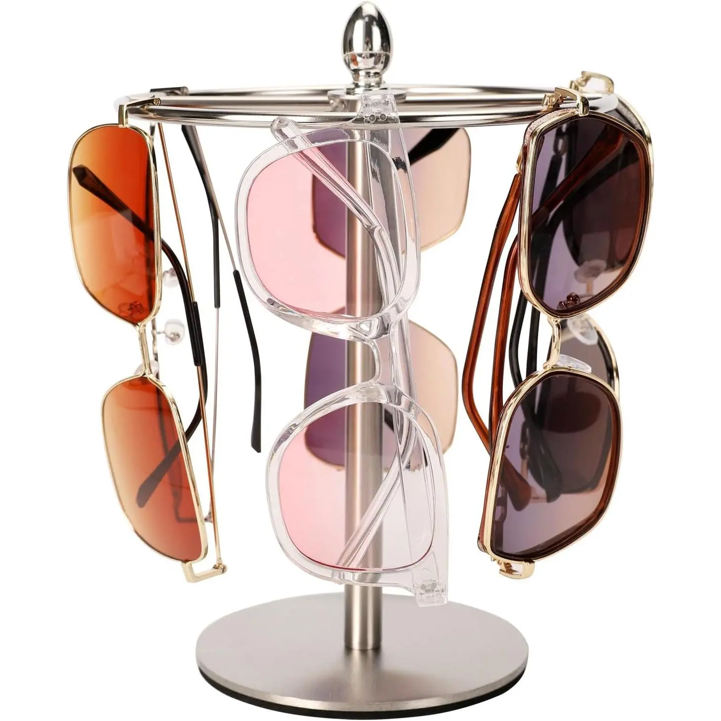 Sunglasses Organizer Display Stand, Eyeglass Holder Rack for 12 Pairs of Glasses, Stainless Steel (Brushed Nickel)