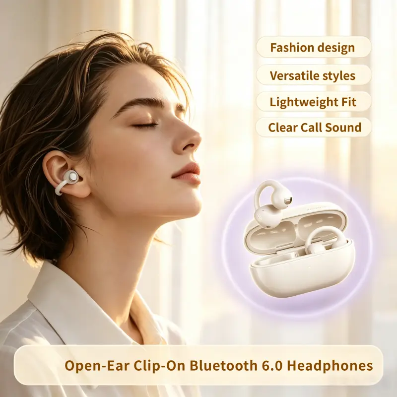 MISHUAI MP10 Cloud Series Open Ear Clip Bluetooth Earphones - Earbud Headset, On Ear Headphone, Waterproof Headphones, Soft Comfort Fit, Hi-Res Audio, 4 Elegant Colors, Thoughtful Tech Gift for Women (Birthday, Holiday), Electronic, Premium Earbuds