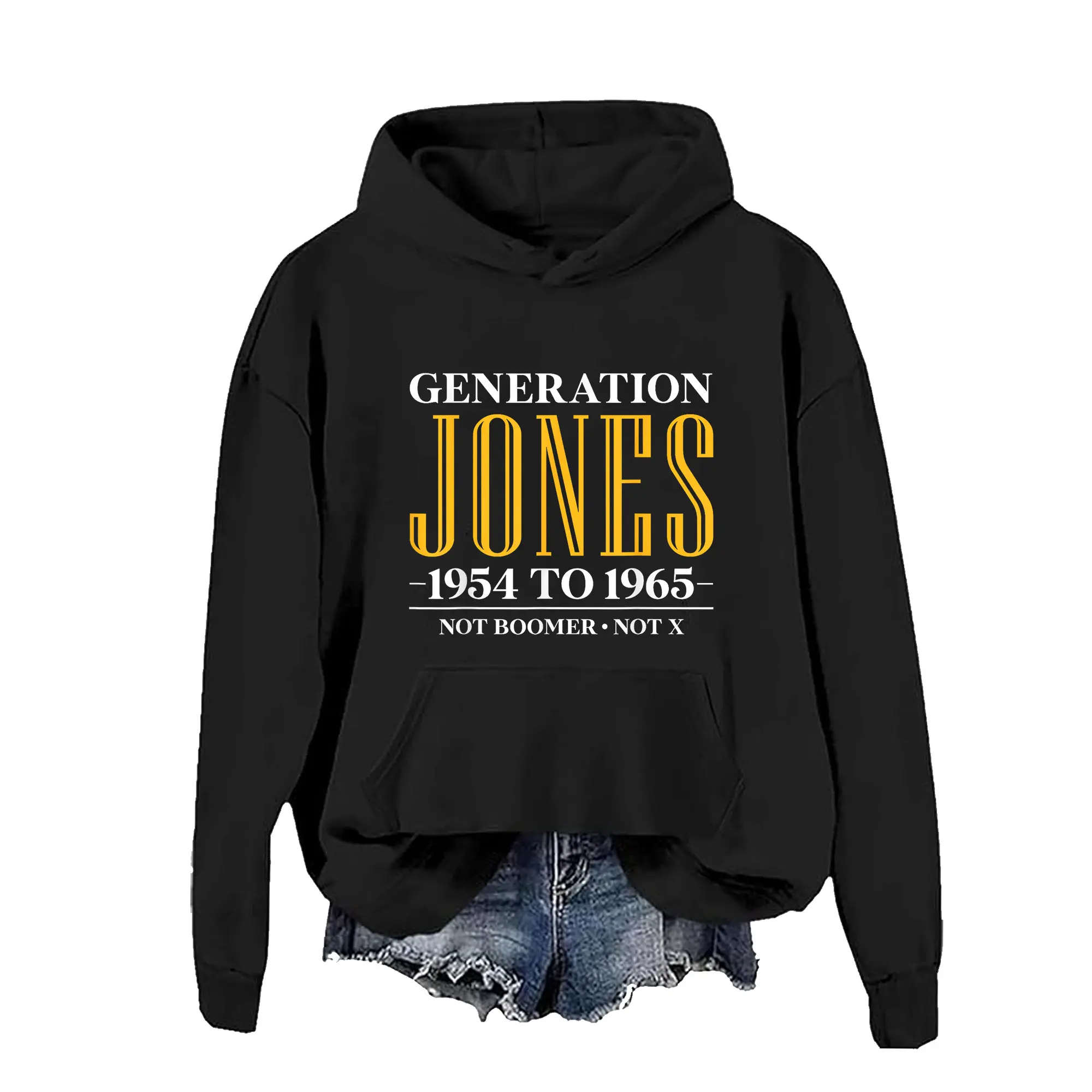 [Made in USA] Generation Jones 1954 to 1965 Not Boomer Not X Hoodie Pullover for Men Women, Funny Retro Humor Graphic Vintage Style Streetwear, 80s 90s Nostalgia Outfit, Sarcastic Classic Shirt, Gen Xer Inspired Clothing