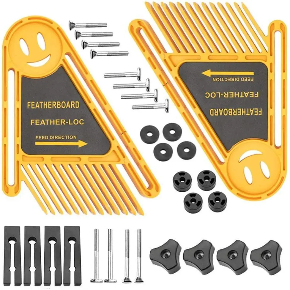 Adjustable Double Feather Loc Board, Heavy Duty Woodworking Safety Guiding Table Saw Push Block, Router Table and Band Saws, Professional Hand Tool, Table Saw Accessory