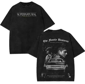 Supernatural Washed T-Shirt, Supernatural Vintage Washed T-Shirt, Gift For Woman and Man Unisex Washed graphic T-Shirt Casual Cotton Fashion Top Fabric y2k,soulja,concert,Halloween,Gothic,Vintage,Streetwear Graphic