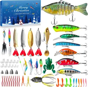 xmas surprise fish bait gift Advent Calendar 2025 Fishing Lure,Lifelike Multi Jointed Swimbait,Suitable For Adult Men Teen Boys, Christmas Surprise Fishing Bait Gift - 2025 Christmas Countdown 24 Days Surprise Gift Spoon Lures